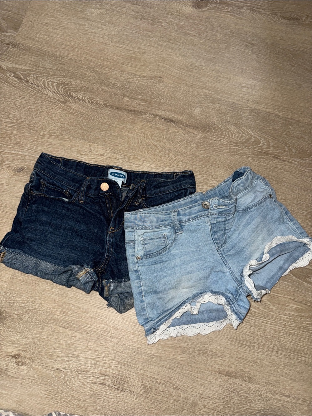 Old Navy Two-Pack Denim Shorts - Dark Blue & Light Blue Lace Trim